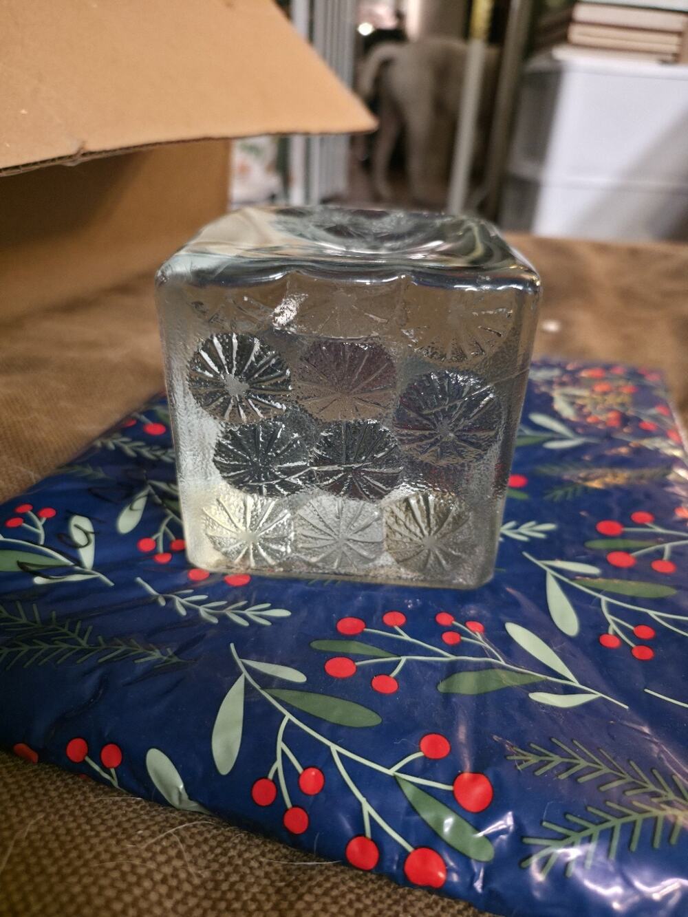 Single MCM Blenko Glass Joel Meyers Cube Bookend
